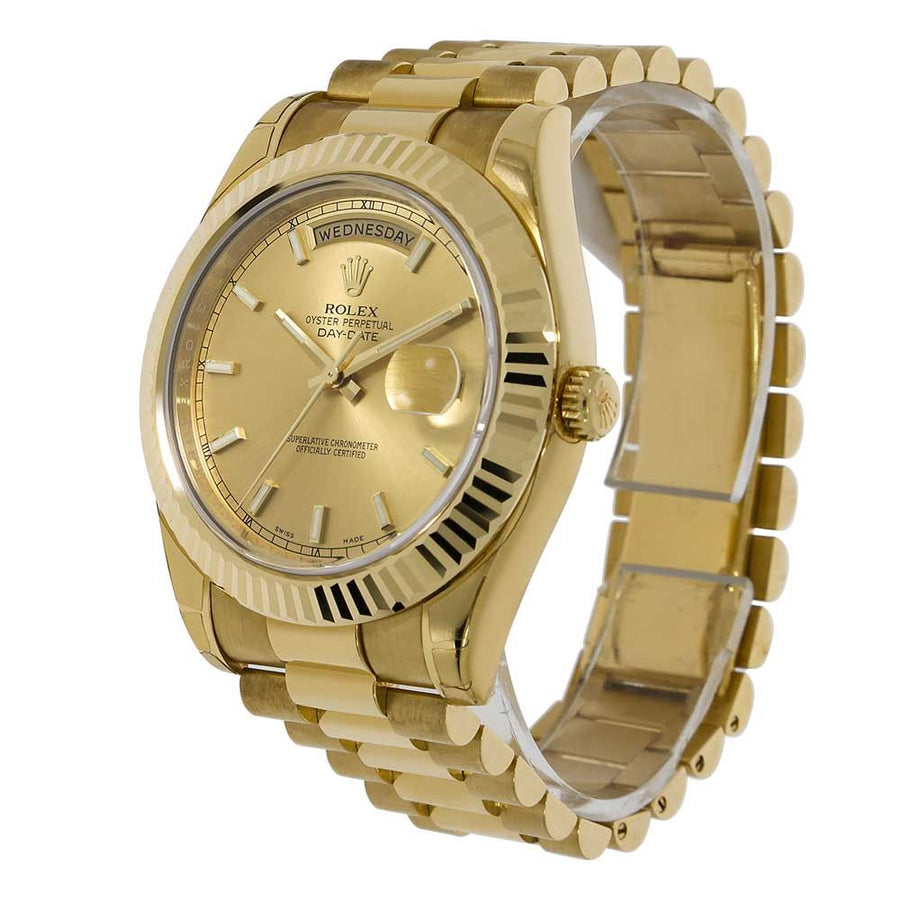 Rolex Day-Date II, Yellow Gold Index Champagne Dial 41MM Watch 218238