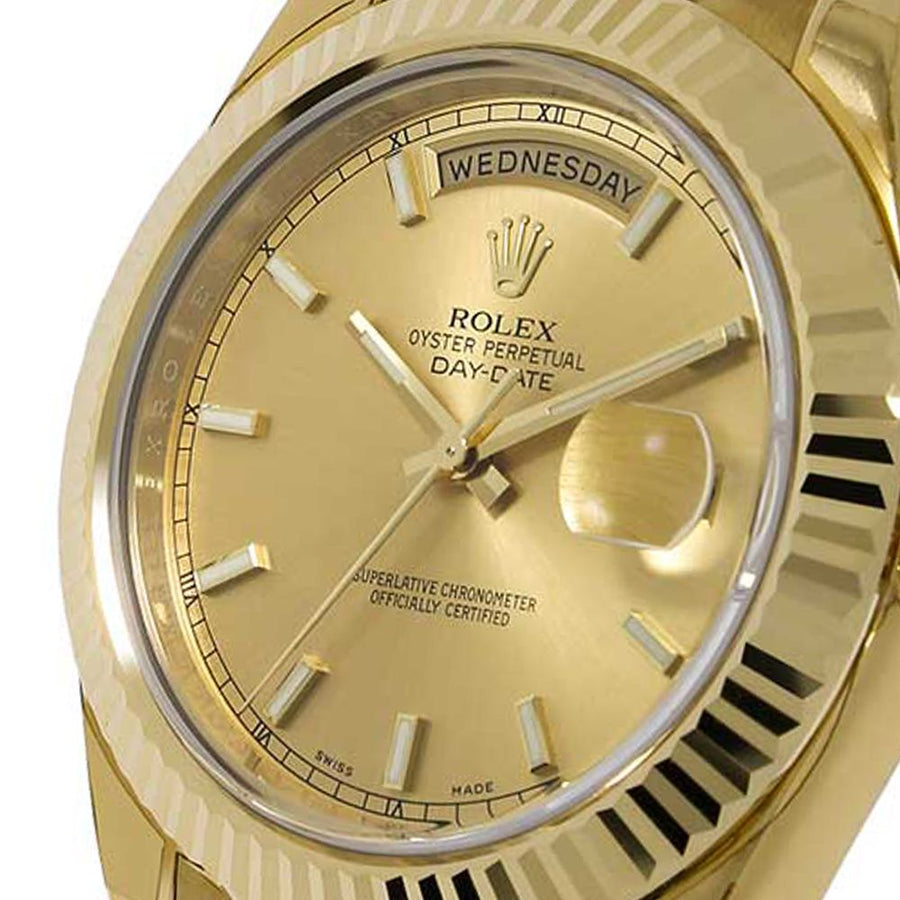 Rolex Day-Date II, Yellow Gold Index Champagne Dial 41MM Watch 218238