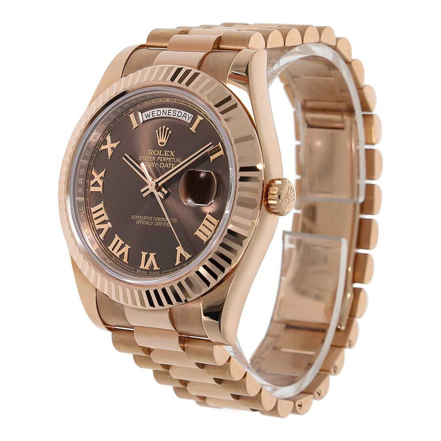 Rolex Day-Date II, Rose Gold Chocolate Roman Dial 41MM Watch 218235