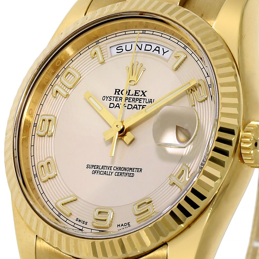 Rolex Day-Date II, Yellow Gold Ivory Arabic Dial 41MM Watch 218238(PRE-OWNED)