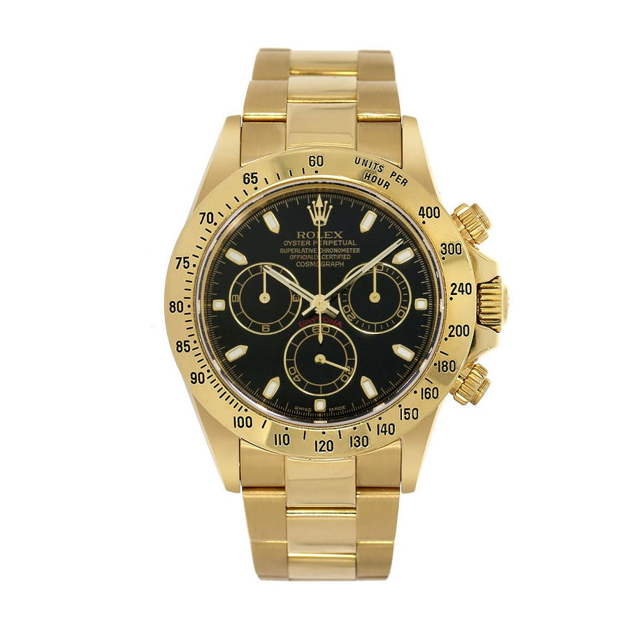 Rolex Cosmograph Daytona, Yellow Gold Black Index Dial 40MM Watch 116528(PRE-OWNED)