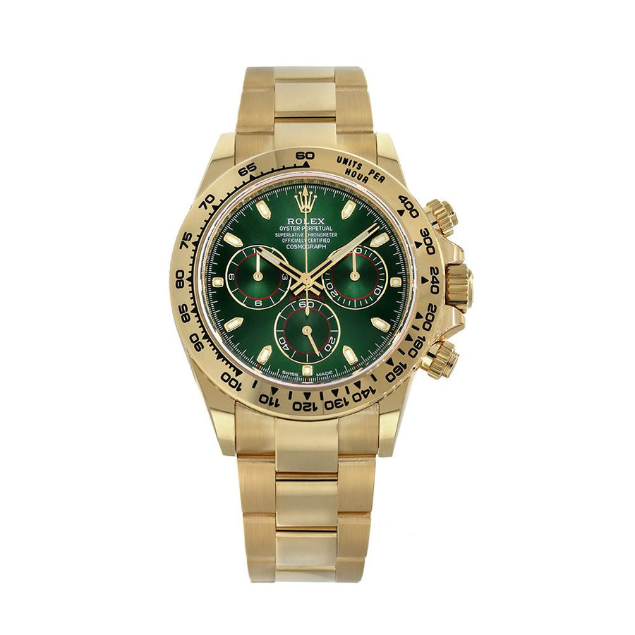 Rolex Cosmograph Daytona, Yellow Gold Green Index Dial 40MM Watch 116508