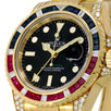 Rolex GMT-Master II, Gold Diamond Sapphire Ruby Bezel 40MM Watch 116758SARU