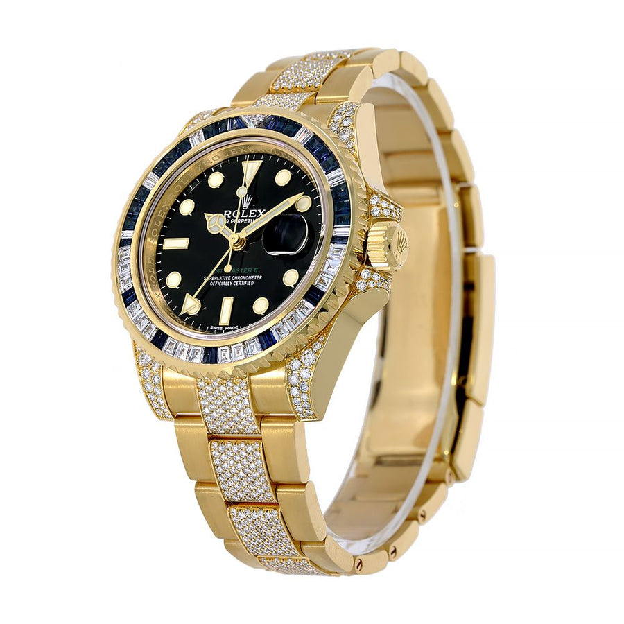 Rolex GMT-Master II, Yellow Gold Sapphire and Diamond Bezel 40MM Watch 116758SA