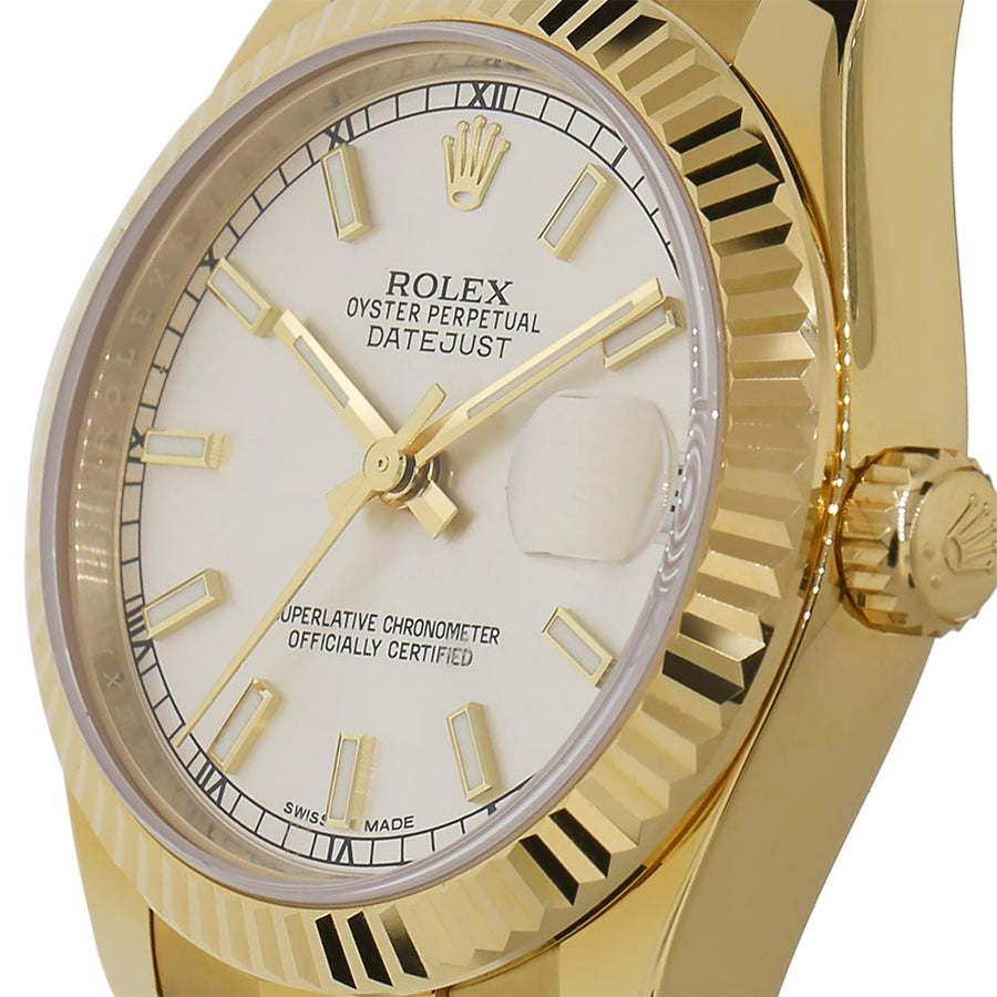 Rolex Datejust 31, Yellow Gold Silver Index Dial Oyster Bracelet 31MM Watch 178278