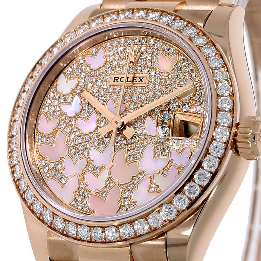 Rolex Datejust 31, Rose Gold MOP Butterfly Pave Dial 31MM Watch 278285RBR