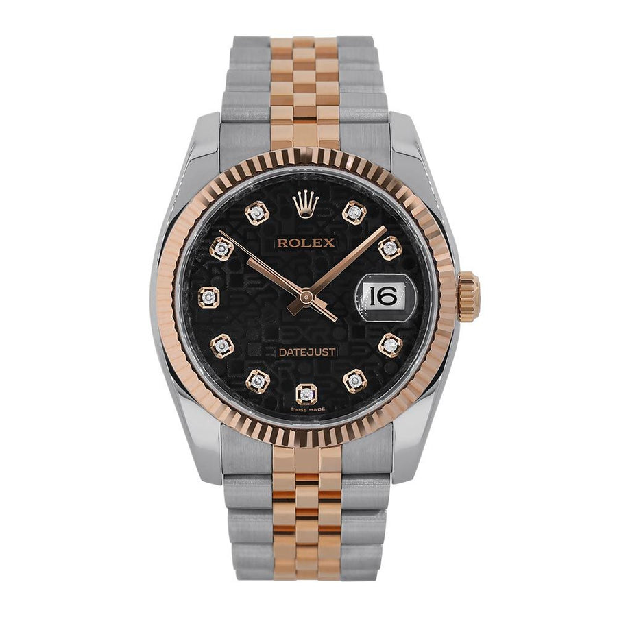 Rolex Datejust 36, Steel & Rose Gold Black Diamond Dial 36MM Watch 116231(PRE-OWNED)