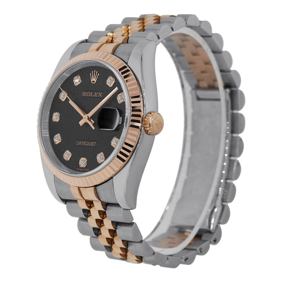 Rolex Datejust 36, Steel & Rose Gold Black Diamond Dial 36MM Watch 116231(PRE-OWNED)