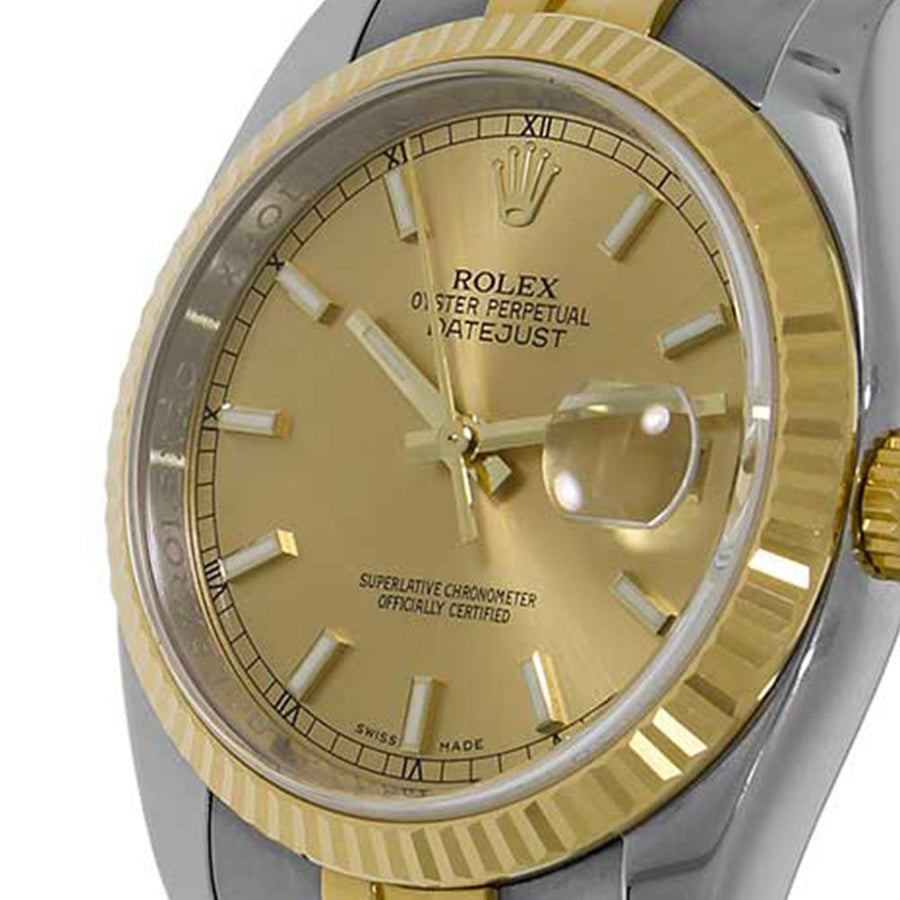 Rolex Datejust 36, Steel & Yellow Gold Champagne Index Dial 36MM Watch 116233(PRE-OWNED)