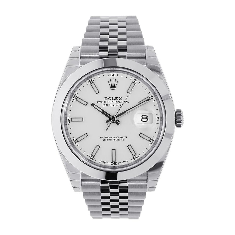 Rolex Datejust 41, Stainless Steel White Index Dial Jubilee 41MM Watch 126300