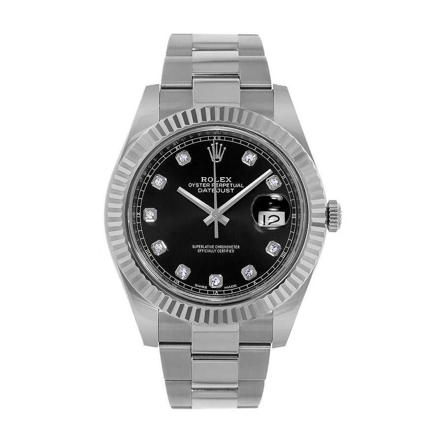 Rolex Datejust 41, Diamond Dial Stainless-Steel and White Gold 41MM Watch 126334(PRE-OWNED)