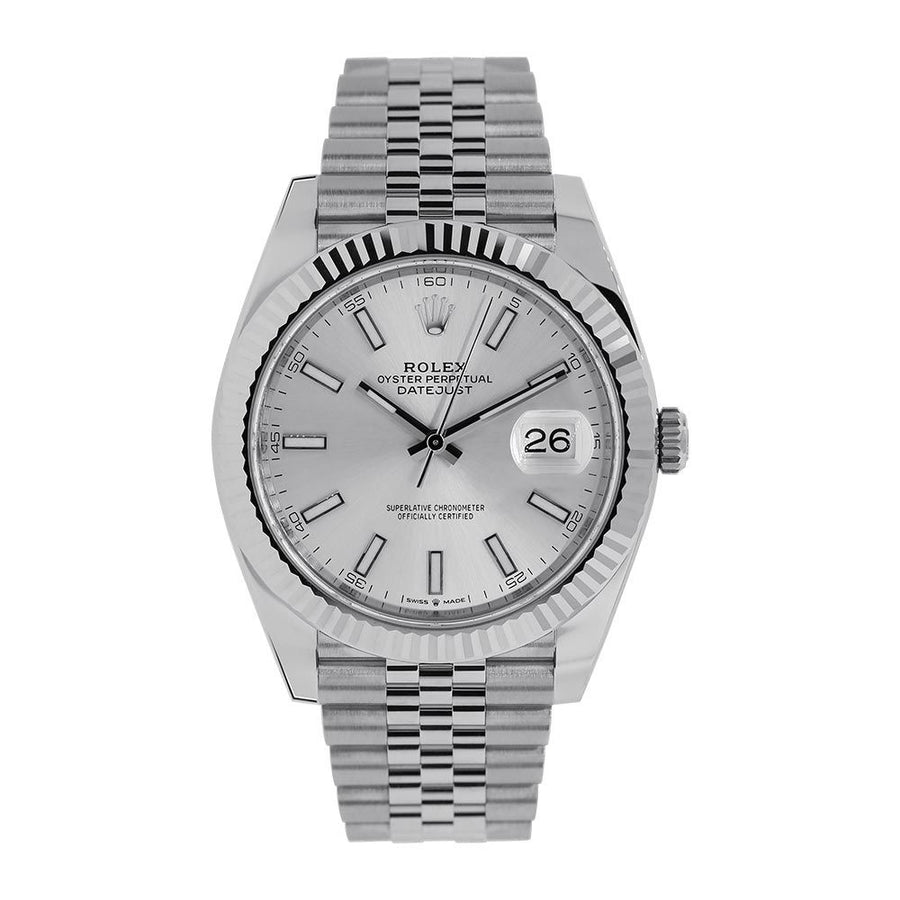 Rolex Datejust 41, Steel and White Gold Silver Index Dial 41MM Watch 126334