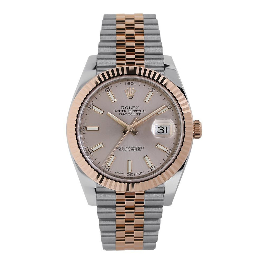 Rolex Datejust 41, Steel and Rose Gold Sundust Index Dial 41MM Watch 126331