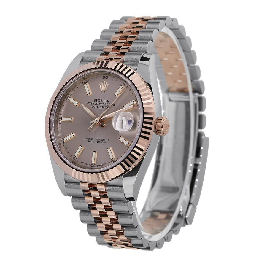 Rolex Datejust 41, Steel and Rose Gold Sundust Index Dial 41MM Watch 126331