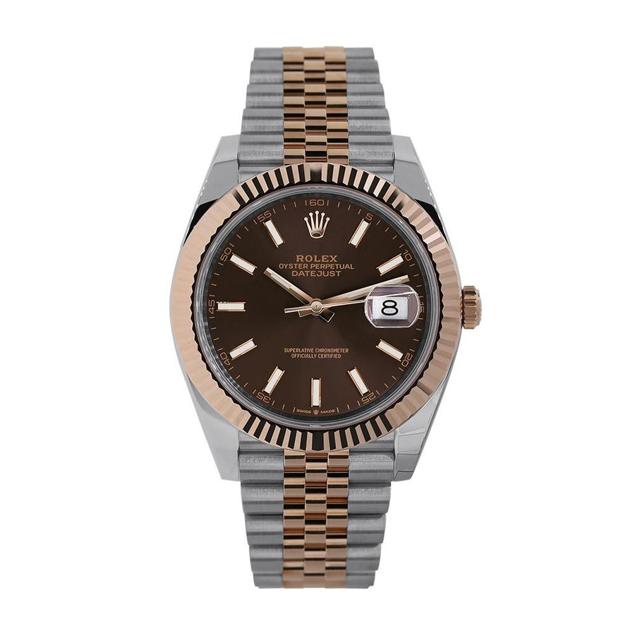 Rolex Datejust 41, Steel and Rose Gold Chocolate Index Dial 41mm Watch 126331