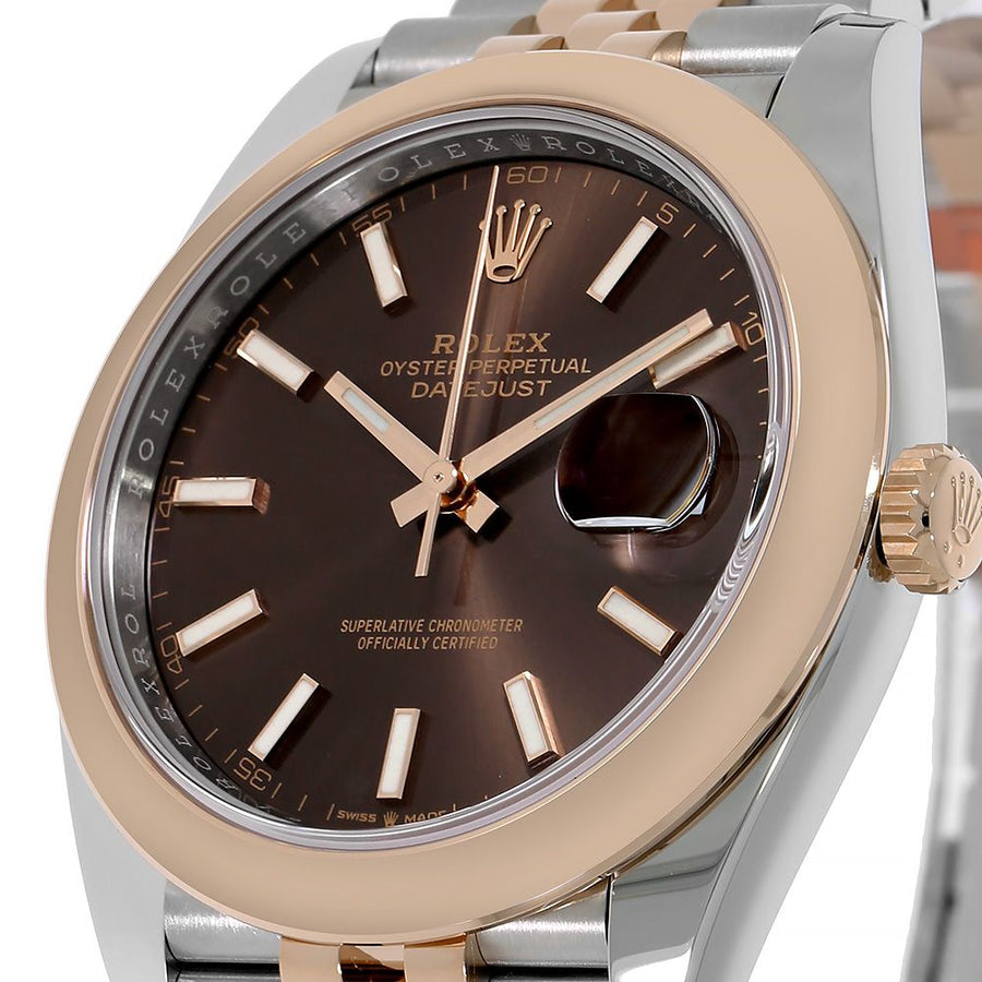 Rolex Datejust 41, Stainless-Steel Rose Gold Smooth Bezel 41MM Watch 126301