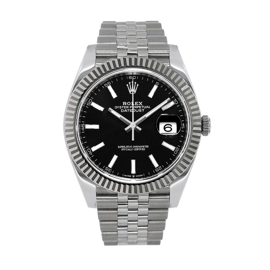 Rolex Datejust 41, Stainless-Steel Black Index Dial President 41MM Watch 126334