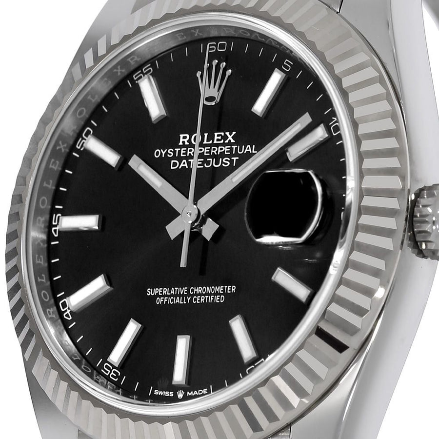 Rolex Datejust 41, Stainless-Steel Black Index Dial President 41MM Watch 126334