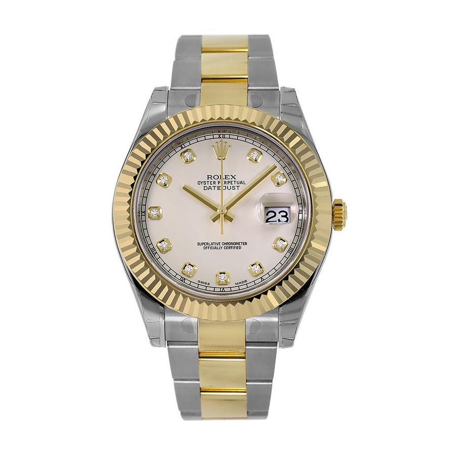 Rolex Datejust II, Two-Tone Stainless-Steel Ivory Diamond Dial 41MM Watch 116333