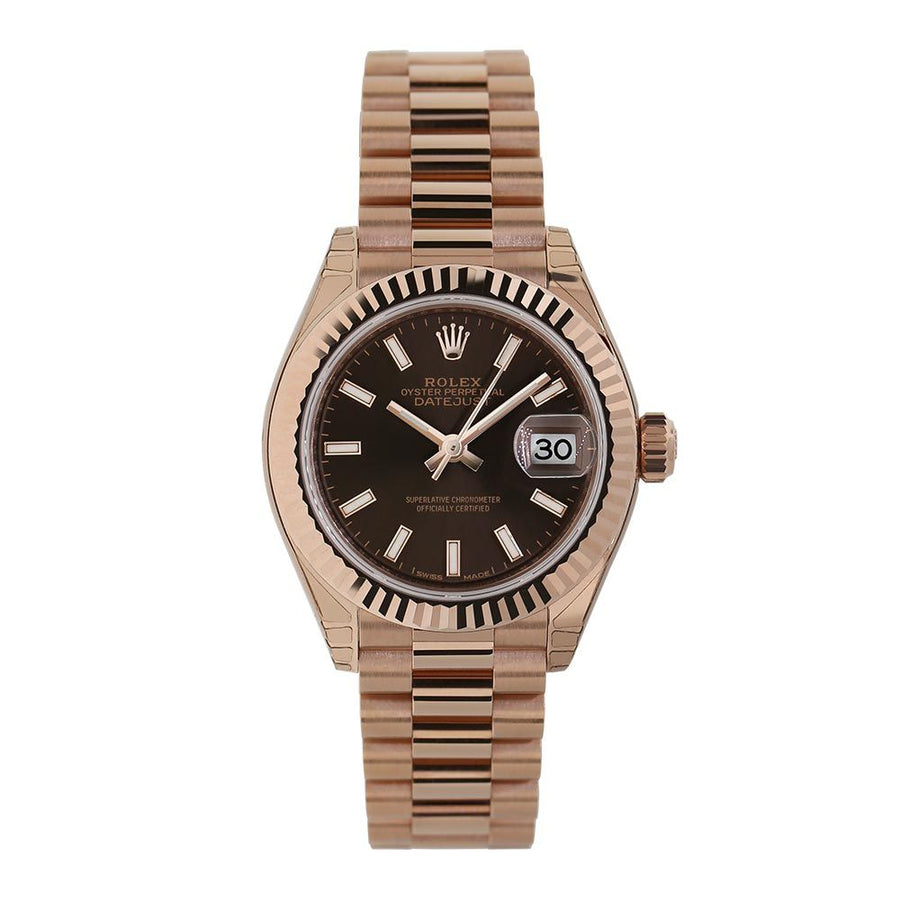 Rolex Lady Datejust, Rose Gold Chocolate Brown Index Dial 28MM Watch 279175