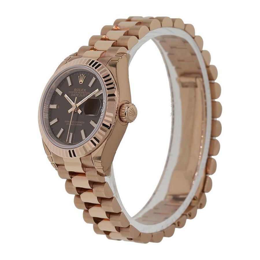 Rolex Lady Datejust, Rose Gold Chocolate Brown Index Dial 28MM Watch 279175