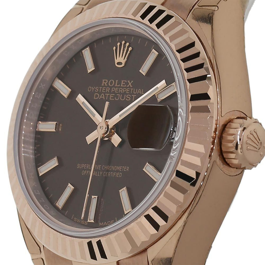 Rolex Lady Datejust, Rose Gold Chocolate Brown Index Dial 28MM Watch 279175