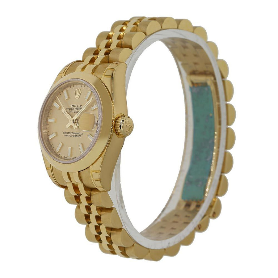 Rolex Lady Datejust, Yellow Gold Champagne Index Dial 26MM Watch 179168