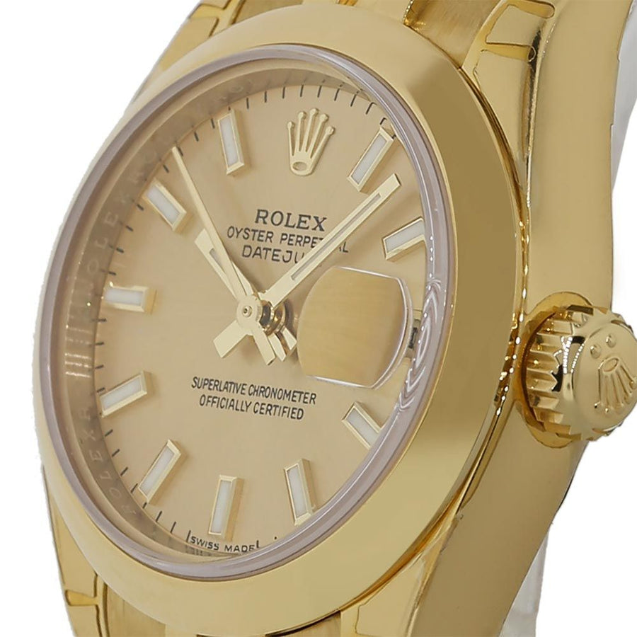 Rolex Lady Datejust, Yellow Gold Champagne Index Dial 26MM Watch 179168