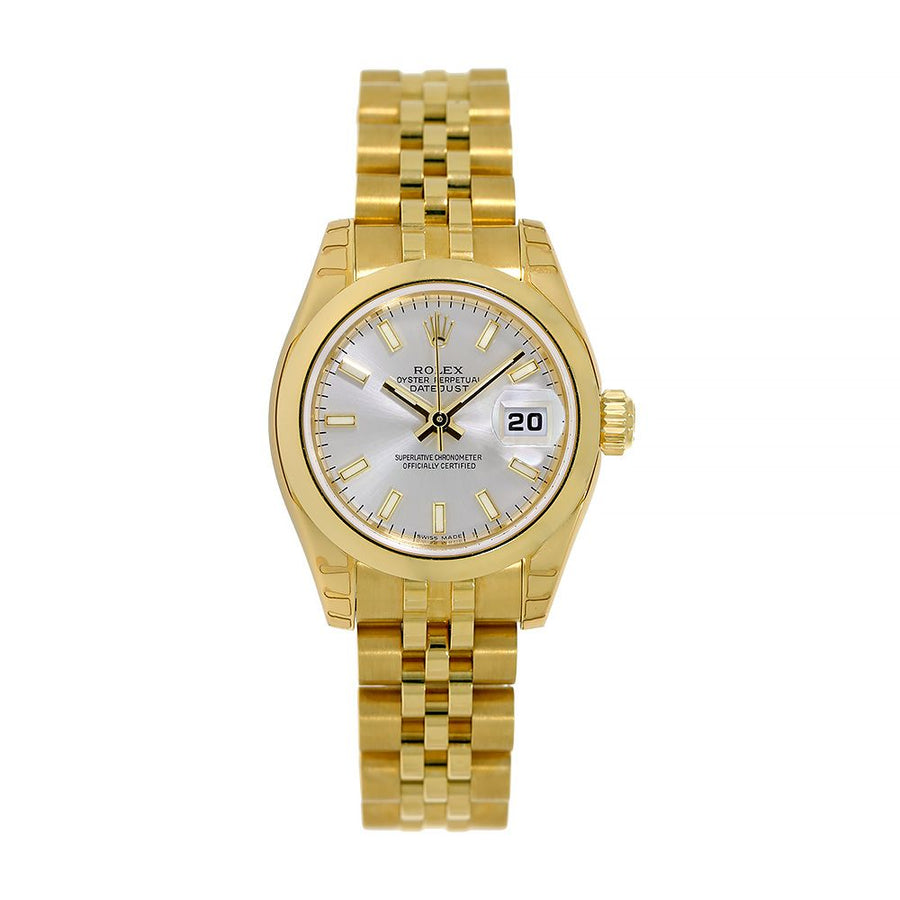 Rolex Lady Datejust, Yellow Gold Silver Index Dial 26MM Watch 179168