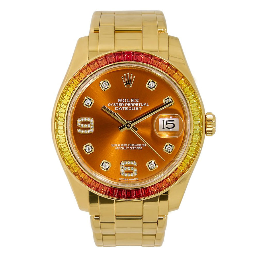 Rolex Pearlmaster, Datejust Yellow Gold Orange Sapphires 39MM Watch 86348SAJOR