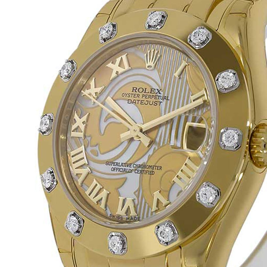 Rolex Pearlmaster 34, Yellow Gold Dust Dream Diamond MOP Dial 34MM Watch 81318