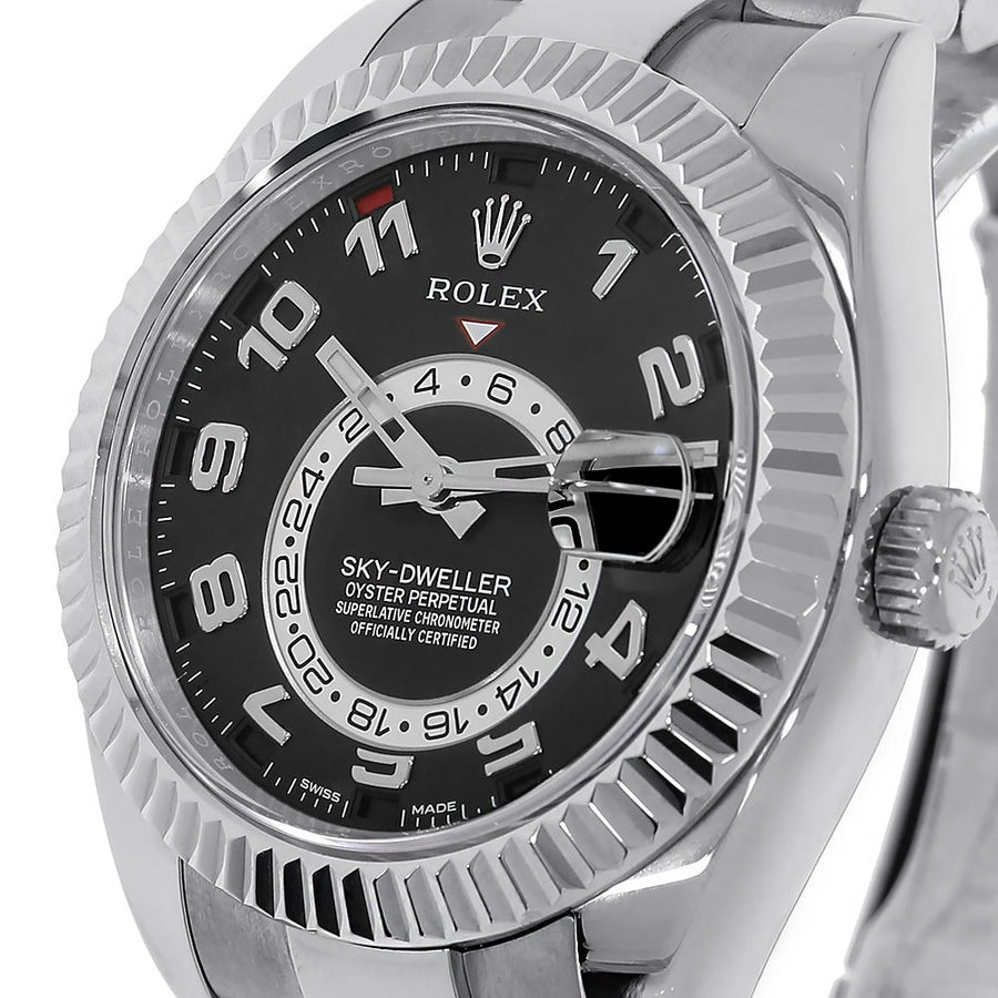 Rolex Sky-Dweller, 18K White Gold Dual Time Zone Black Dial 42MM Watch 326939(PRE-OWNED)