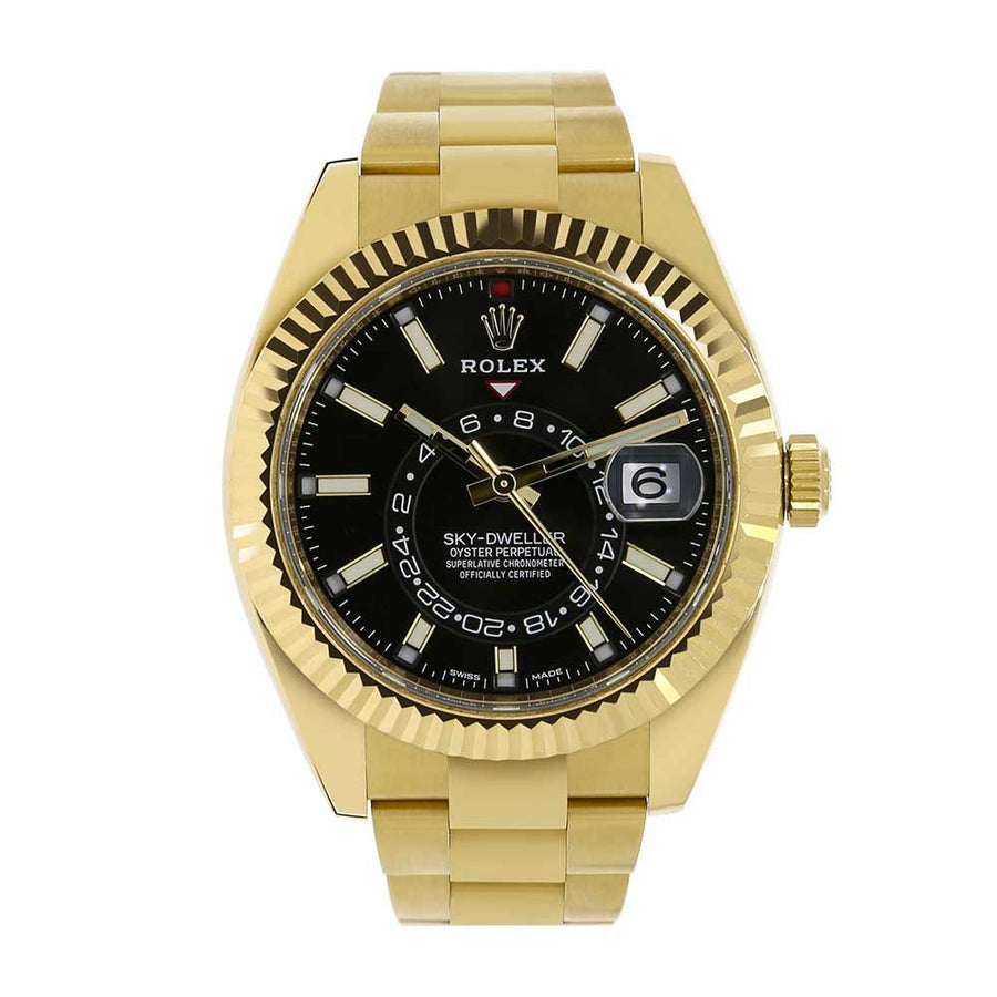 Rolex Sky-Dweller, Yellow Gold Black Dial 42MM Watch 326938