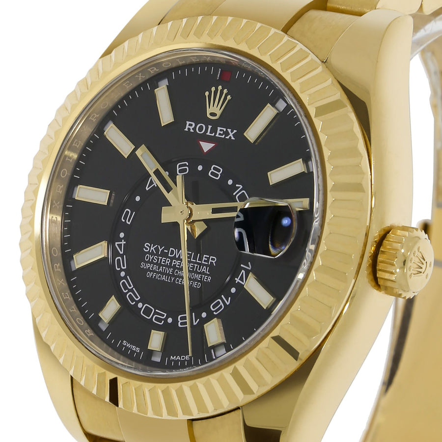 Rolex Sky-Dweller, Yellow Gold Black Dial 42MM Watch 326938