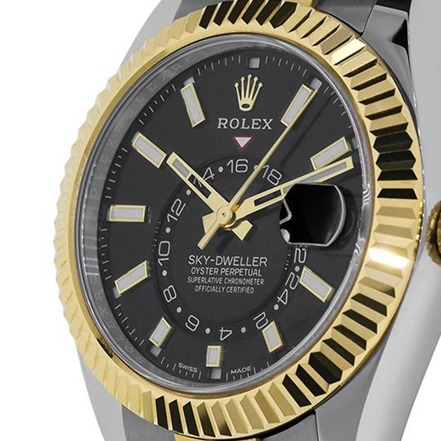 Rolex Sky-Dweller, Two-Tone Stainless Steel Black Dial 42MM Watch 326933