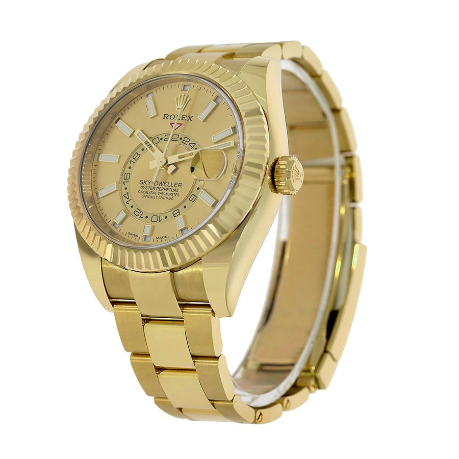 Rolex Sky-Dweller, Yellow Gold Champagne Index Dial 42MM Watch 326938