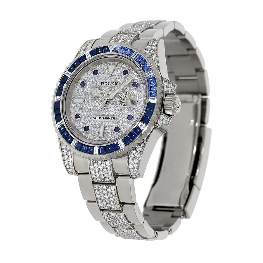 Rolex Submariner, White Gold Diamond Blue Sapphire Dial 40MM Watch 116659SABR