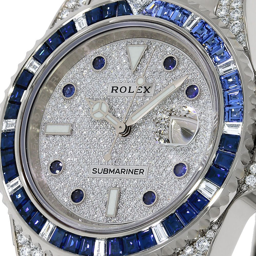 Rolex Submariner, White Gold Diamond Blue Sapphire Dial 40MM Watch 116659SABR