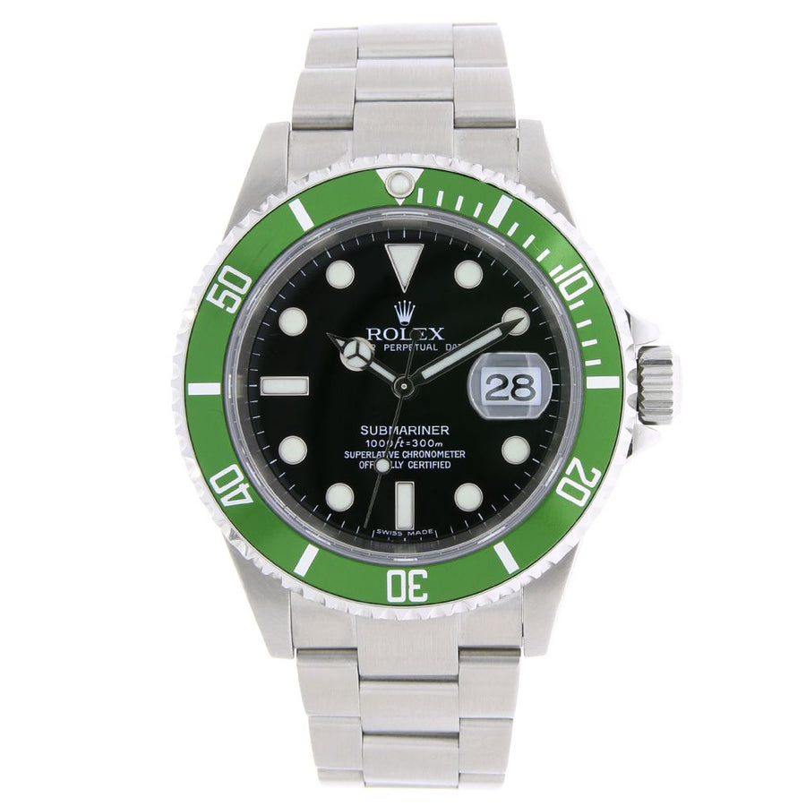 Rolex Submariner, 50th Anniversary Kermit Steel Ceramic Bezel 40MM Watch 16610T(PRE-OWNED)