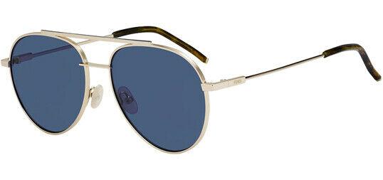 FF0222FS-000-KU Round Aviator Sunglasses - Gold / Blue