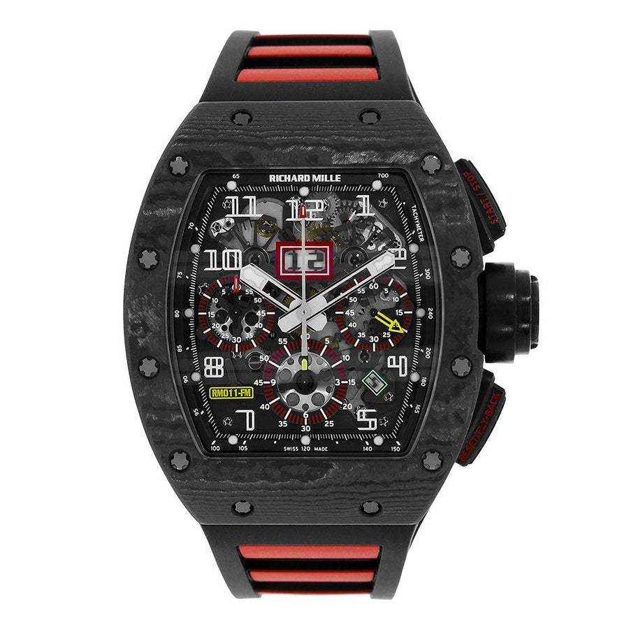 Richard Mille RM011, Felipe Massa Carbon Black Automatic Flyback Chronograph 49MM Watch RM011(PRE-OWNED)